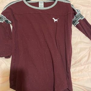 3/4 sleeve VS PINK maroon shirt